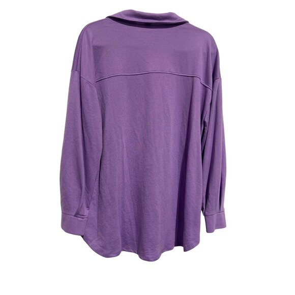 Shein Womens Long Sleeve Purple Shirt Button-Up Collar Size M - Picture 5 of 7
